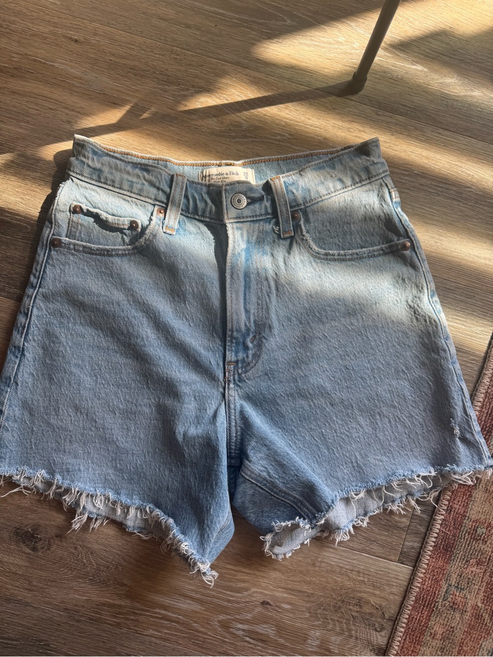 Abercrombie & Fitch Light Blue Denim Frayed Hem Shorts